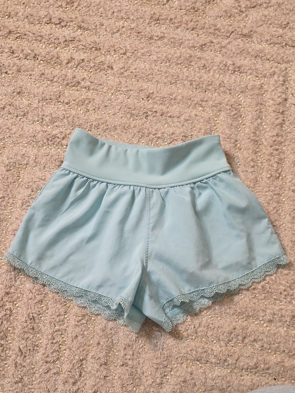 Light Blue Lace-Trim Lounge Shorts